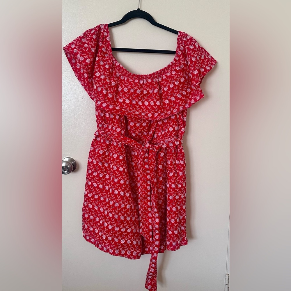 Red Floral Off-Shoulder Romper